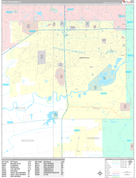 West Des Moines, IA Zip Code Map